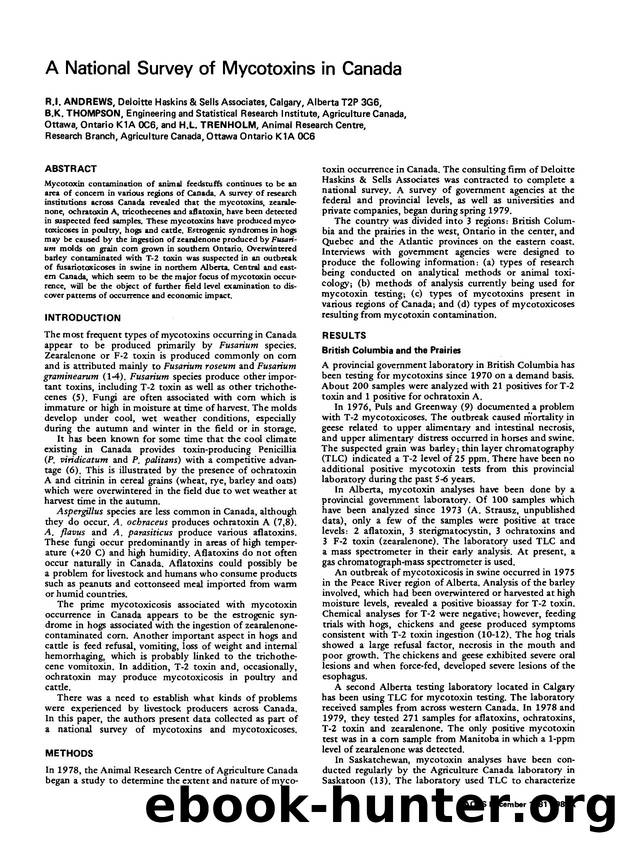 A national survey of mycotoxins in canada by Unknown