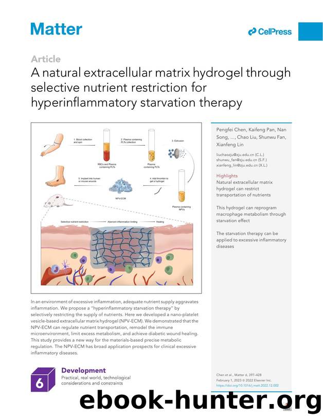 A natural extracellular matrix hydrogel through selective nutrient restriction for hyperinflammatory starvation therapy by unknow