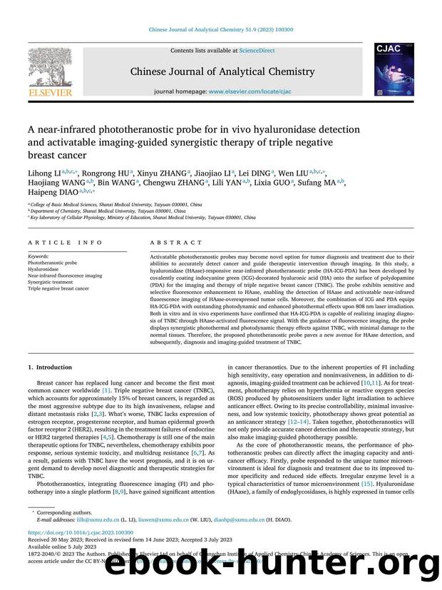 A near-infrared phototheranostic probe for in vivo hyaluronidase detection and activatable imaging-guided synergistic therapy of triple negative breast cancer by unknow