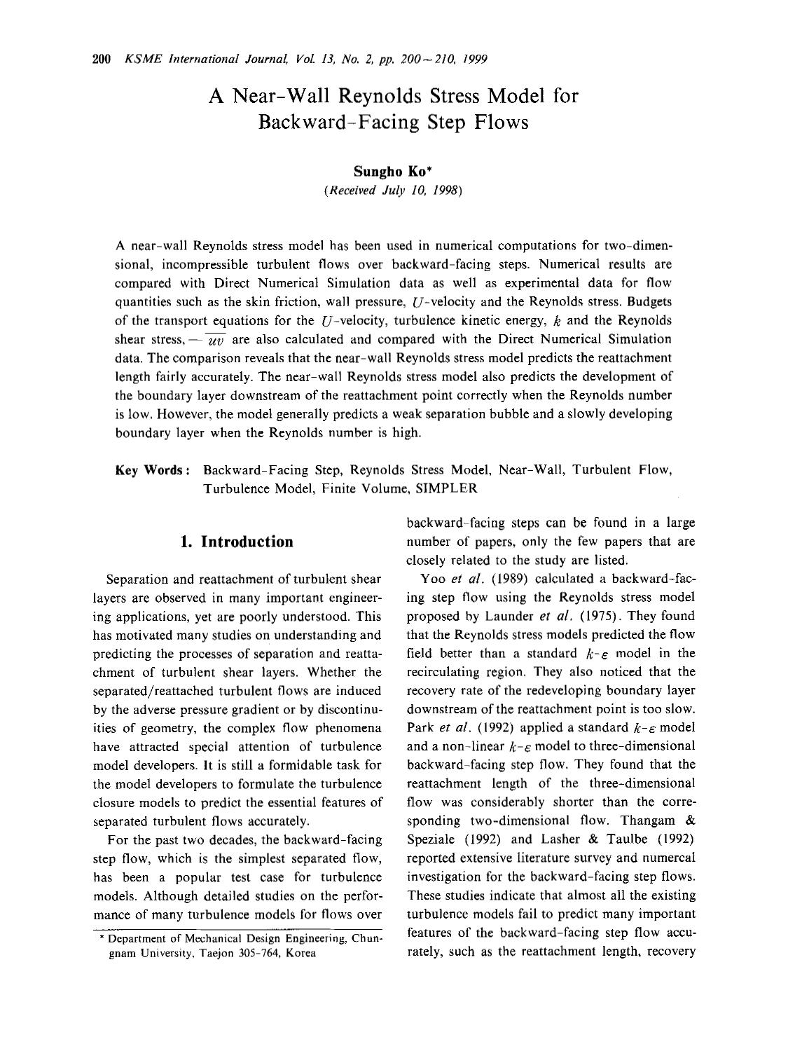 A near-wall reynolds stress model for backward-facing step flows by Unknown