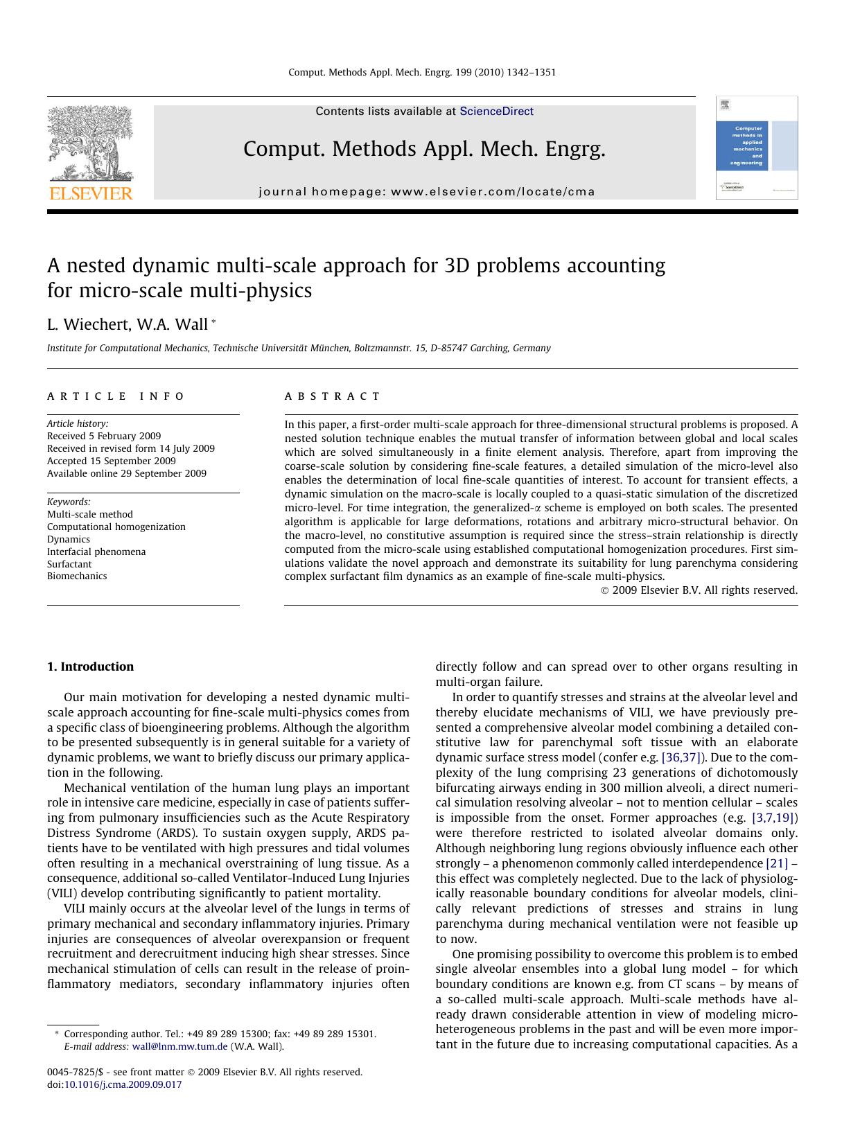 A nested dynamic multi-scale approach for 3D problems accounting for micro-scale multi-physics by L. Wiechert; W.A. Wall