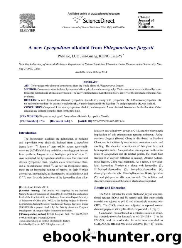 A new Lycopodium alkaloid from Phlegmariurus fargesii by Ke PAN & Jian-Guang LUO & Ling-Yi KONG
