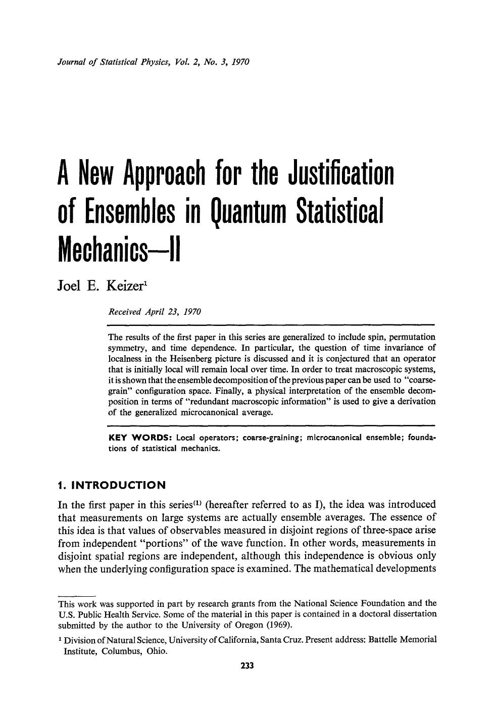 A new approach for the justification of ensembles in quantum statistical mechanics — II by Unknown