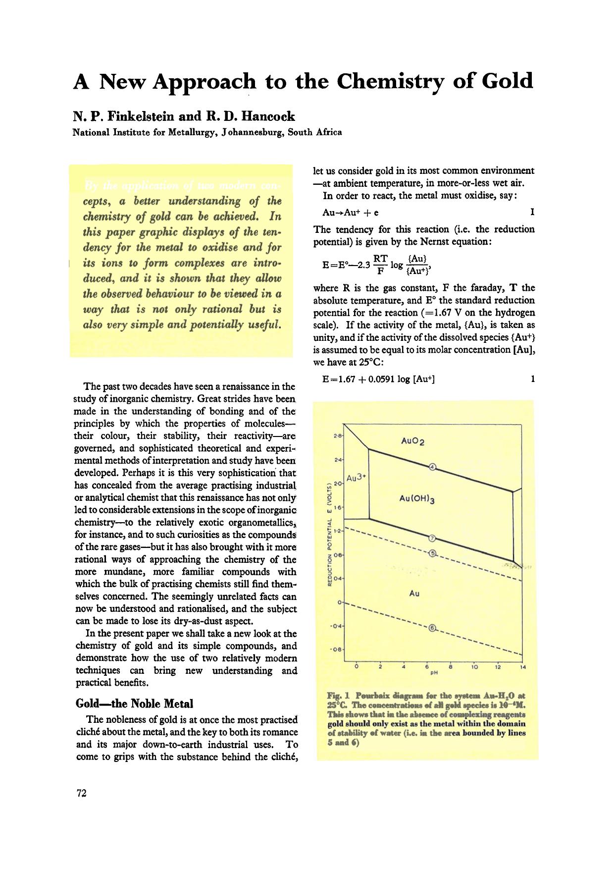 A new approach to the chemistry of gold by Unknown