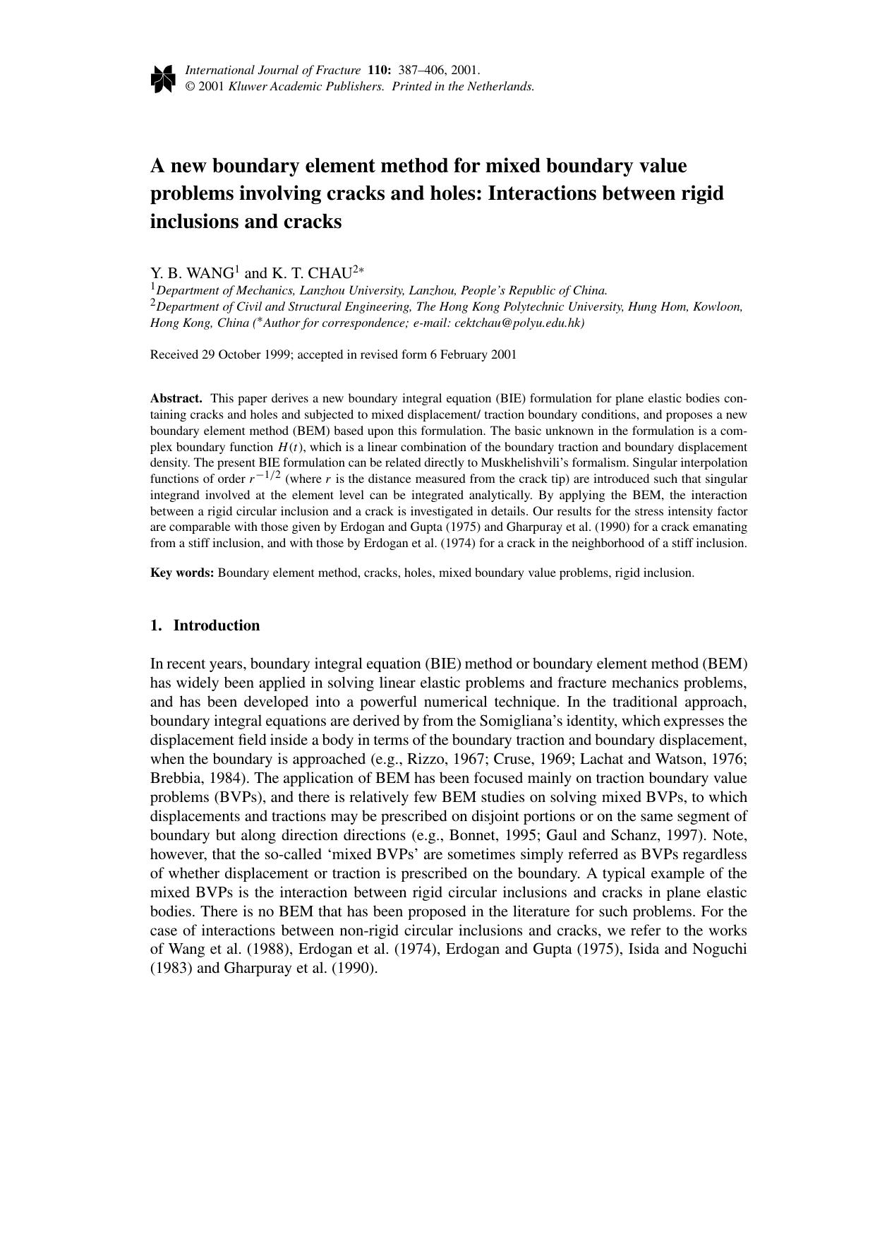 A new boundary element method for mixed boundary value problems involving cracks and holes: Interactions between rigid inclusions and cracks by Unknown