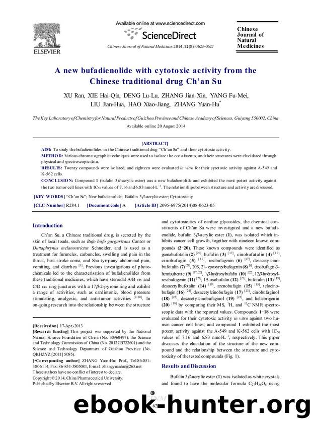 A new bufadienolide with cytotoxic activity from the Chinese traditional drug Ch'an Su by unknow
