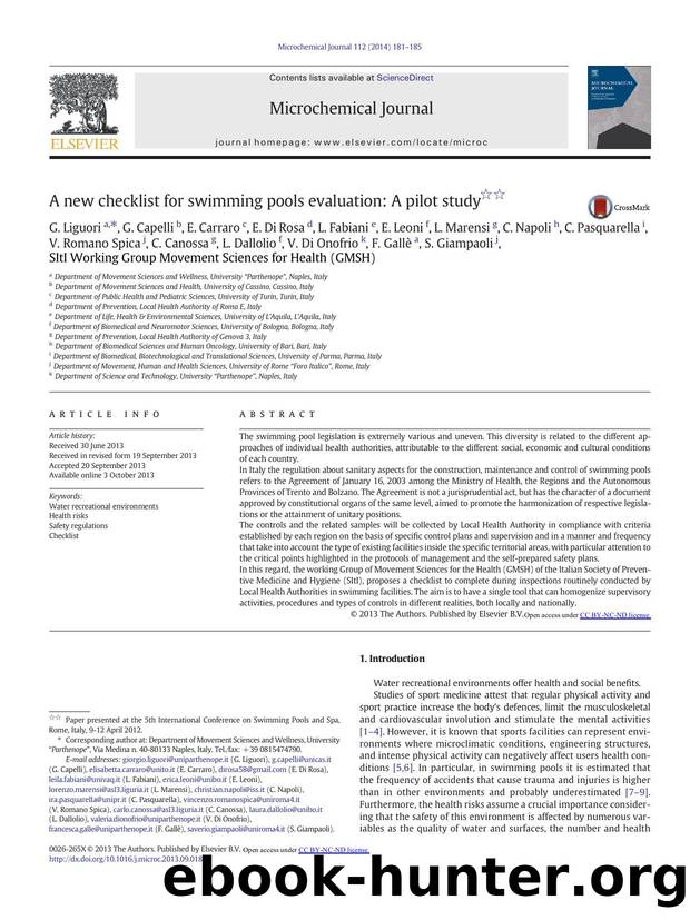 A new checklist for swimming pools evaluation: A pilot study by unknow
