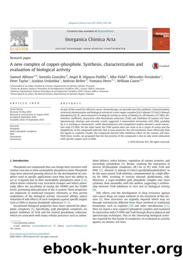 A new complex of copper-phosphole. Synthesis, characterization and evaluation of biological activity by unknow