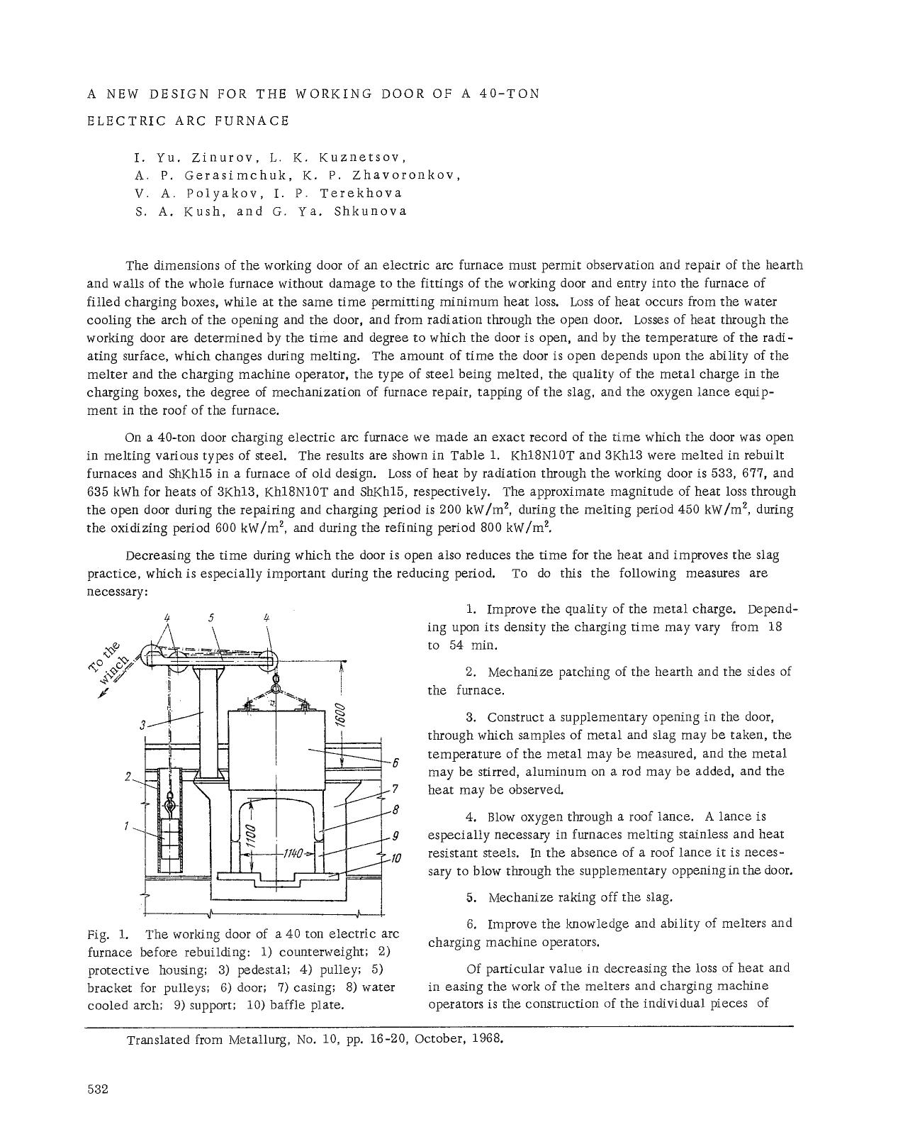 A new design for the working door of a 40-ton electric arc furnace by Unknown