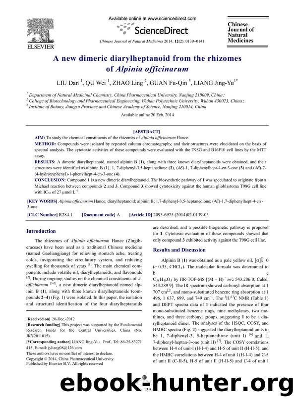 A new dimeric diarylheptanoid from the rhizomes of Alpinia officinarum by Dan LIU & Wei QU & Ling ZHAO & Fu-Qin GUAN & Jing-Yu LIANG