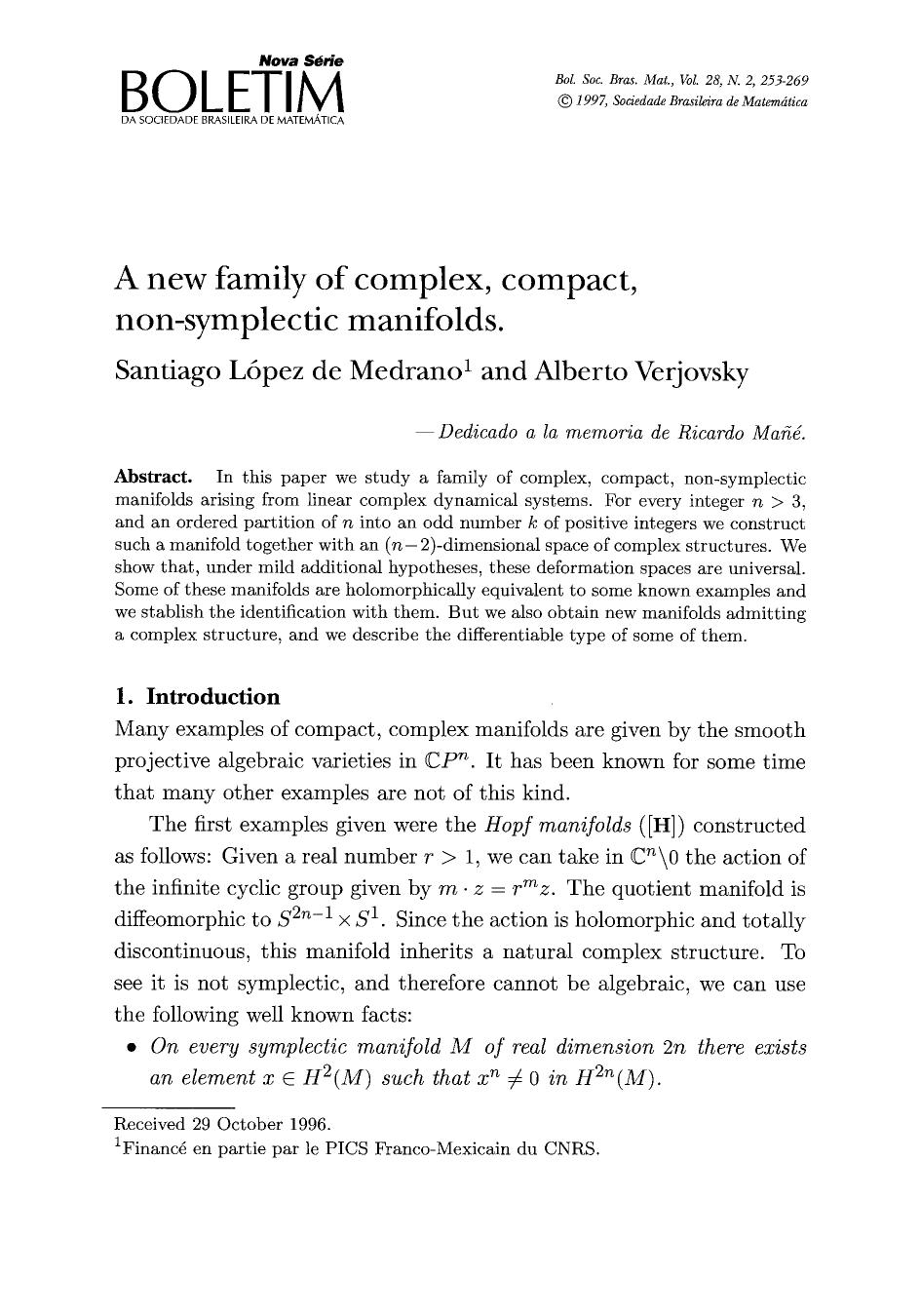 A new family of complex, compact, non-symplectic manifolds by Unknown