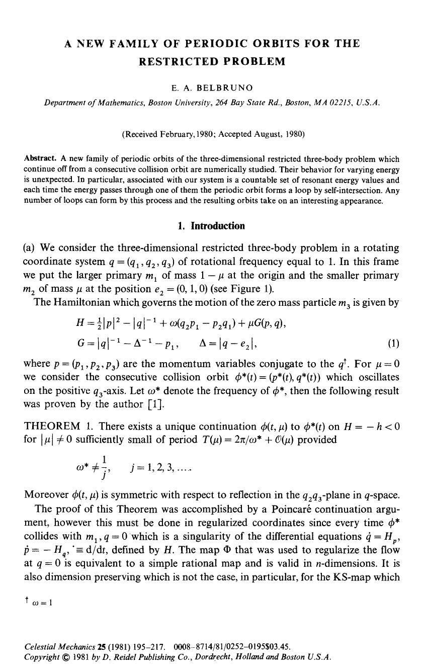 A new family of periodic orbits for the restricted problem by Unknown