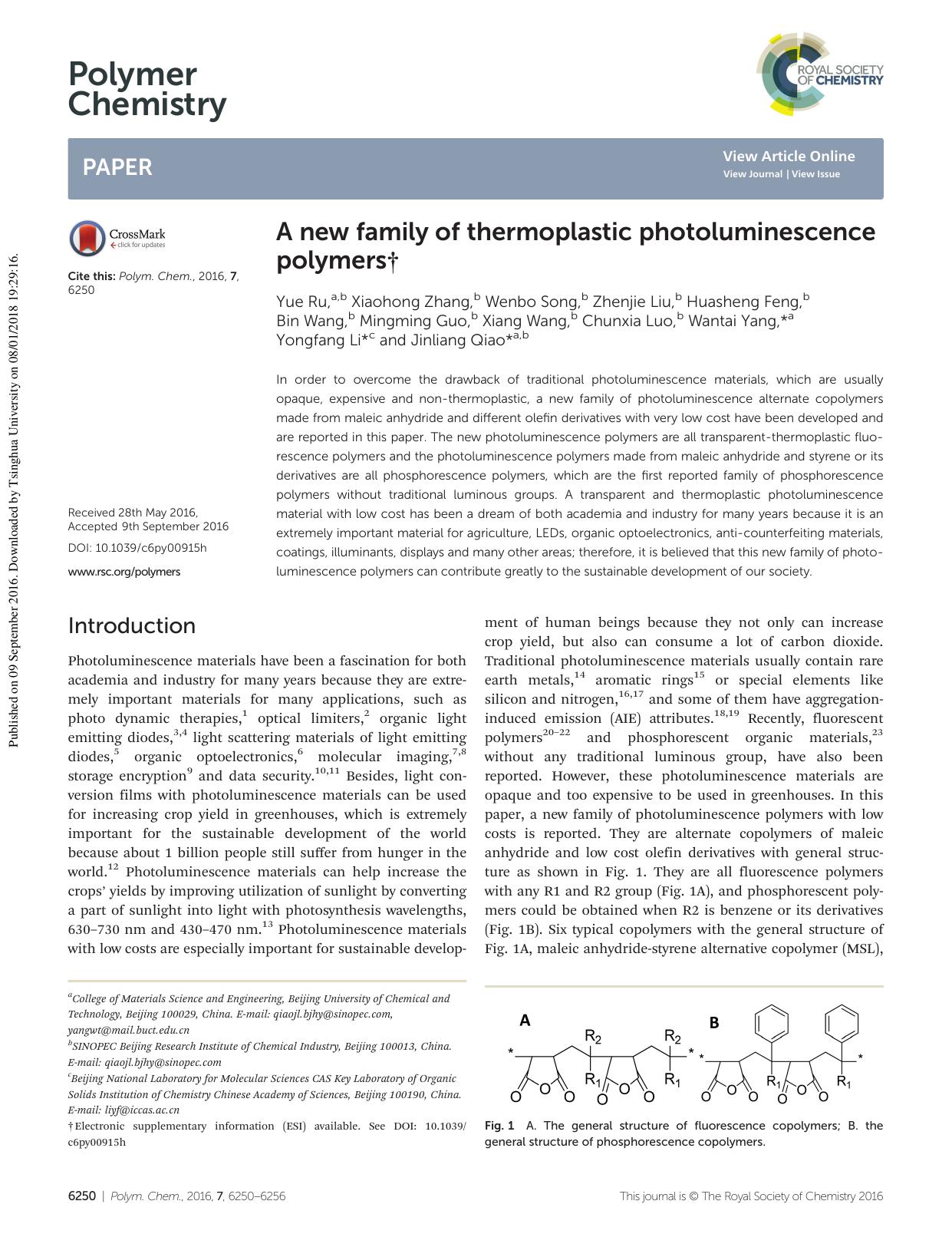 A new family of thermoplastic photoluminescence polymers by unknow