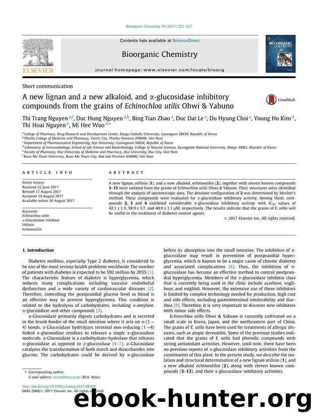 A new lignan and a new alkaloid, and ÃÂ±-glucosidase inhibitory compounds from the grains of Echinochloa utilis Ohwi & Yabuno by unknow