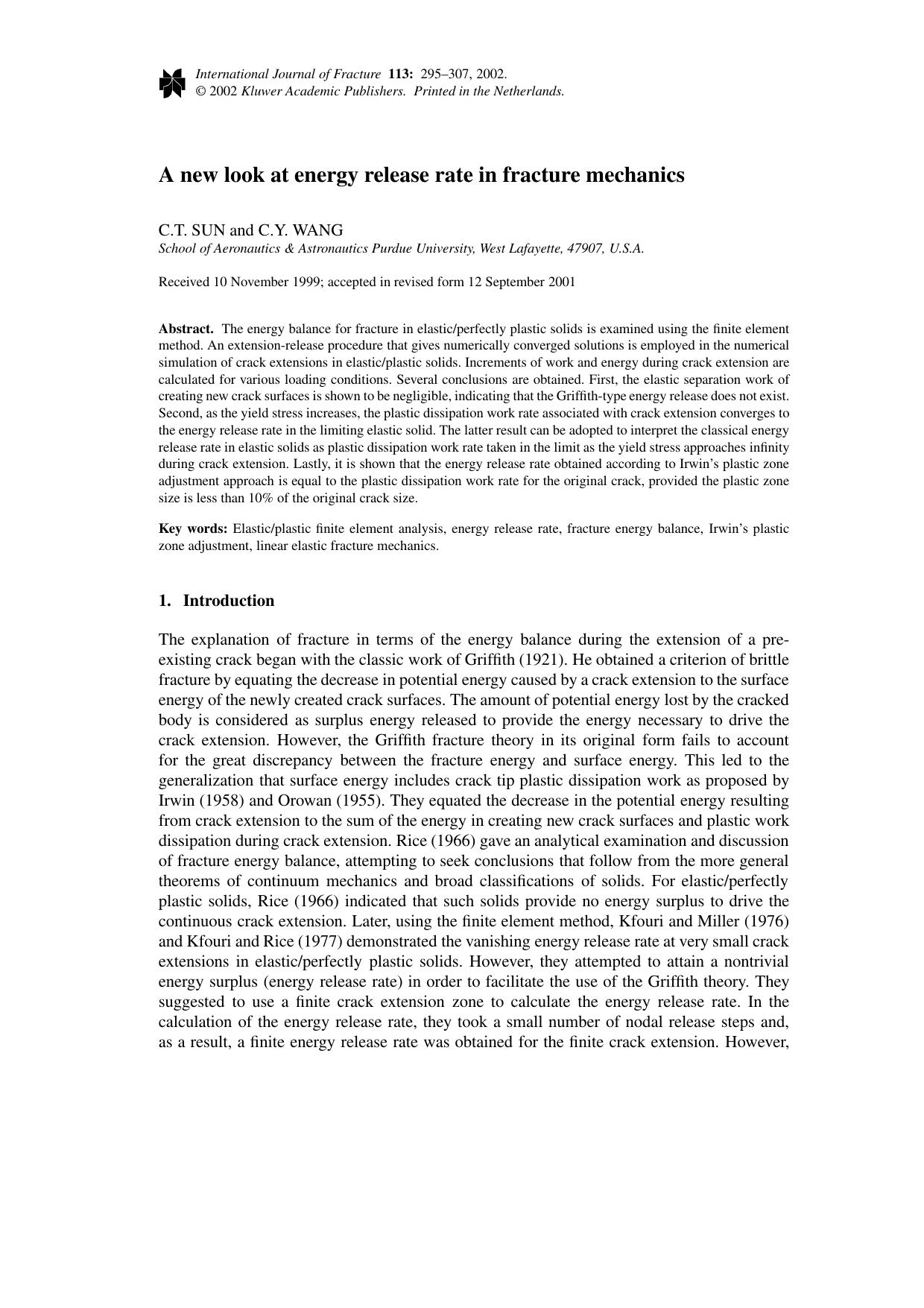 A new look at energy release rate in fracture mechanics by Unknown