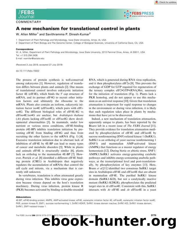 A new mechanism for translational control in plants by Unknown