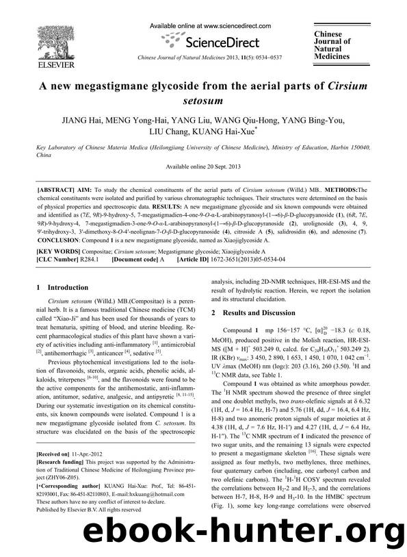 A new megastigmane glycoside from the aerial parts of Cirsium setosum by Hai JIANG & Yong-Hai MENG & Liu YANG & Qiu-Hong WANG & Bing-You YANG & Chang LIU & Hai-Xue KUANG