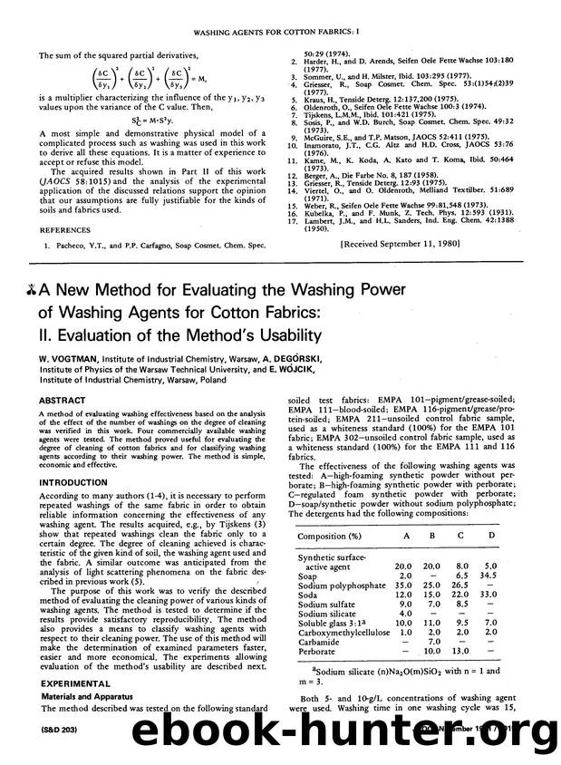 A new method for evaluating the washing power of washing agents for cotton fabrics: II. evaluation of the method’s usability by Unknown