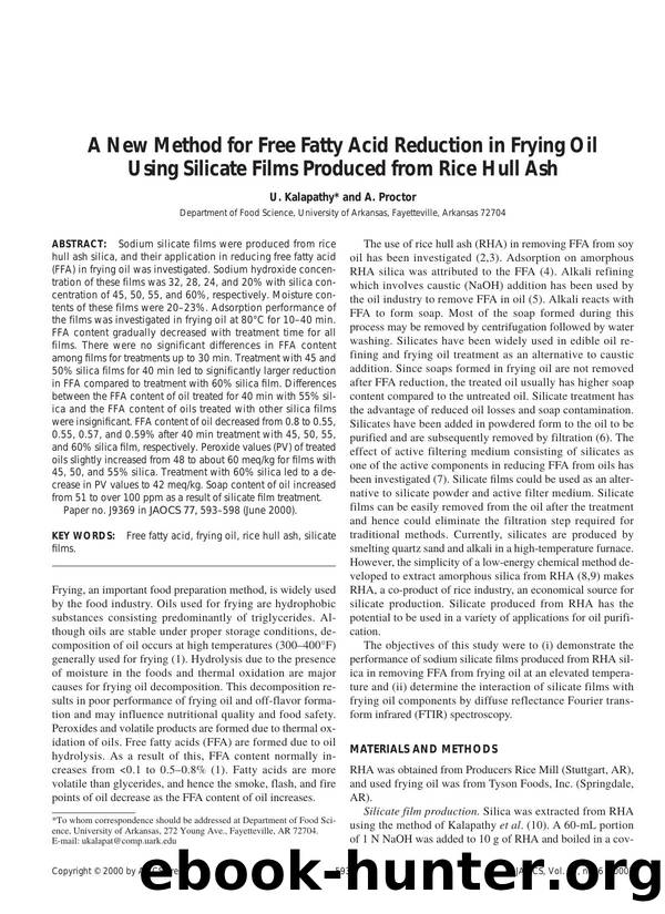 A new method for free fatty acid reduction in frying oil using silicate films produced from rice hull ash by Unknown