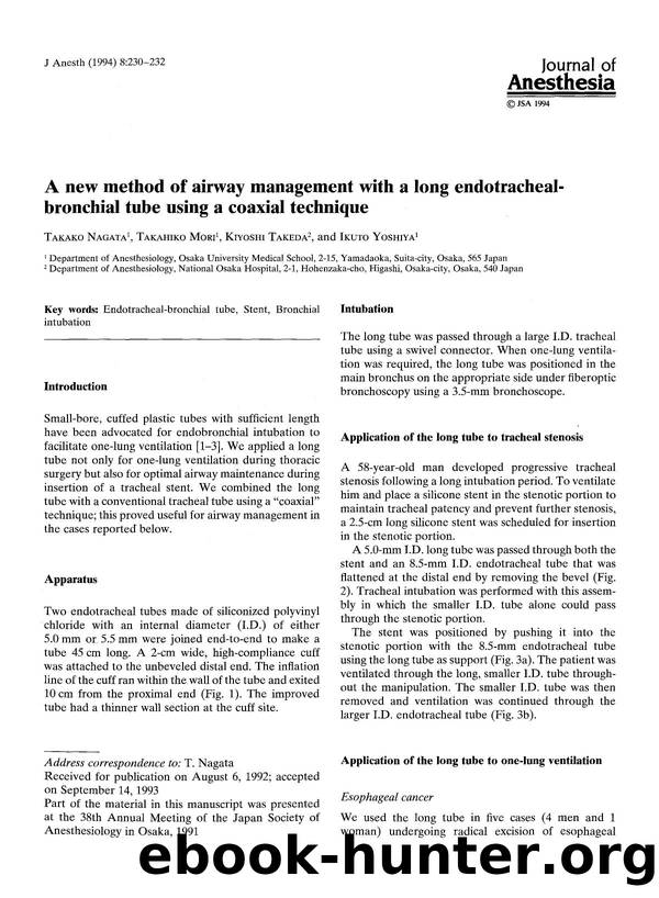 A new method of airway management with a long endotracheal-bronchial tube using a coaxial technique by Unknown