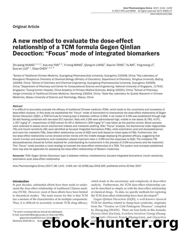 A new method to evaluate the dose-effect relationship of a TCM formula Gegen Qinlian Decoction: âFocusâ mode of integrated biomarkers by unknow