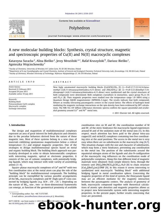 A new molecular building blocks: Synthesis, crystal structure, magnetic and spectroscopic properties of Cu(II) and Ni(II) macrocyclic complexes by unknow