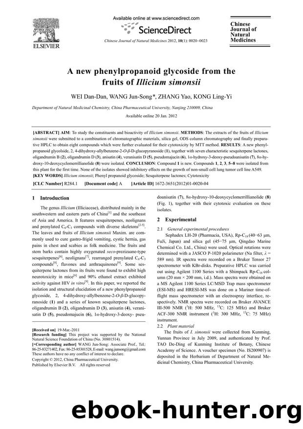 A new phenylpropanoid glycoside from the fruits of Illicium simonsii by Dan-Dan WEI & Jun-Song WANG & Yao ZHANG & Ling-Yi KONG