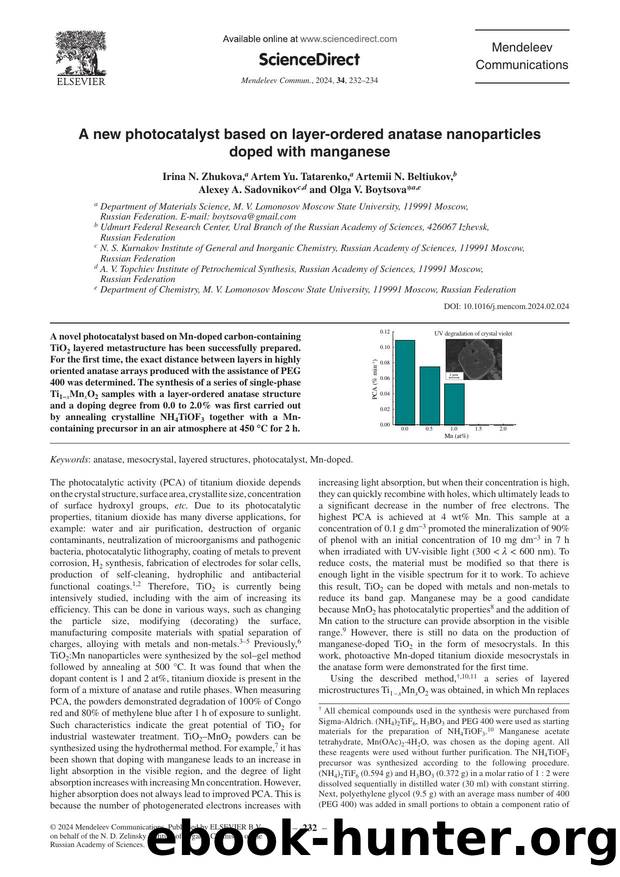 A new photocatalyst based on layer-ordered anatase nanoparticles doped with manganese by unknow