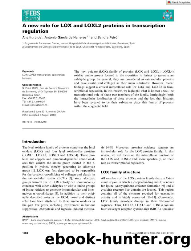 A new role for LOX and LOXL2 proteins in transcription regulation by Unknown