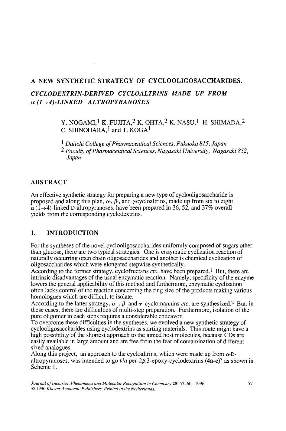 A new synthetic strategy of cyclooligosaccharides by Unknown