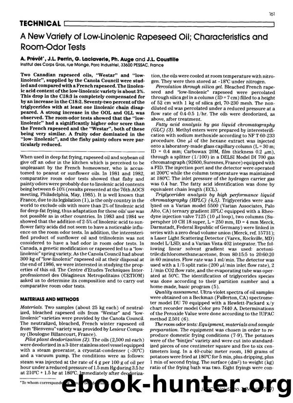 A new variety of low-linolenic rapeseed oil; Characteristics and room-odor tests by Unknown