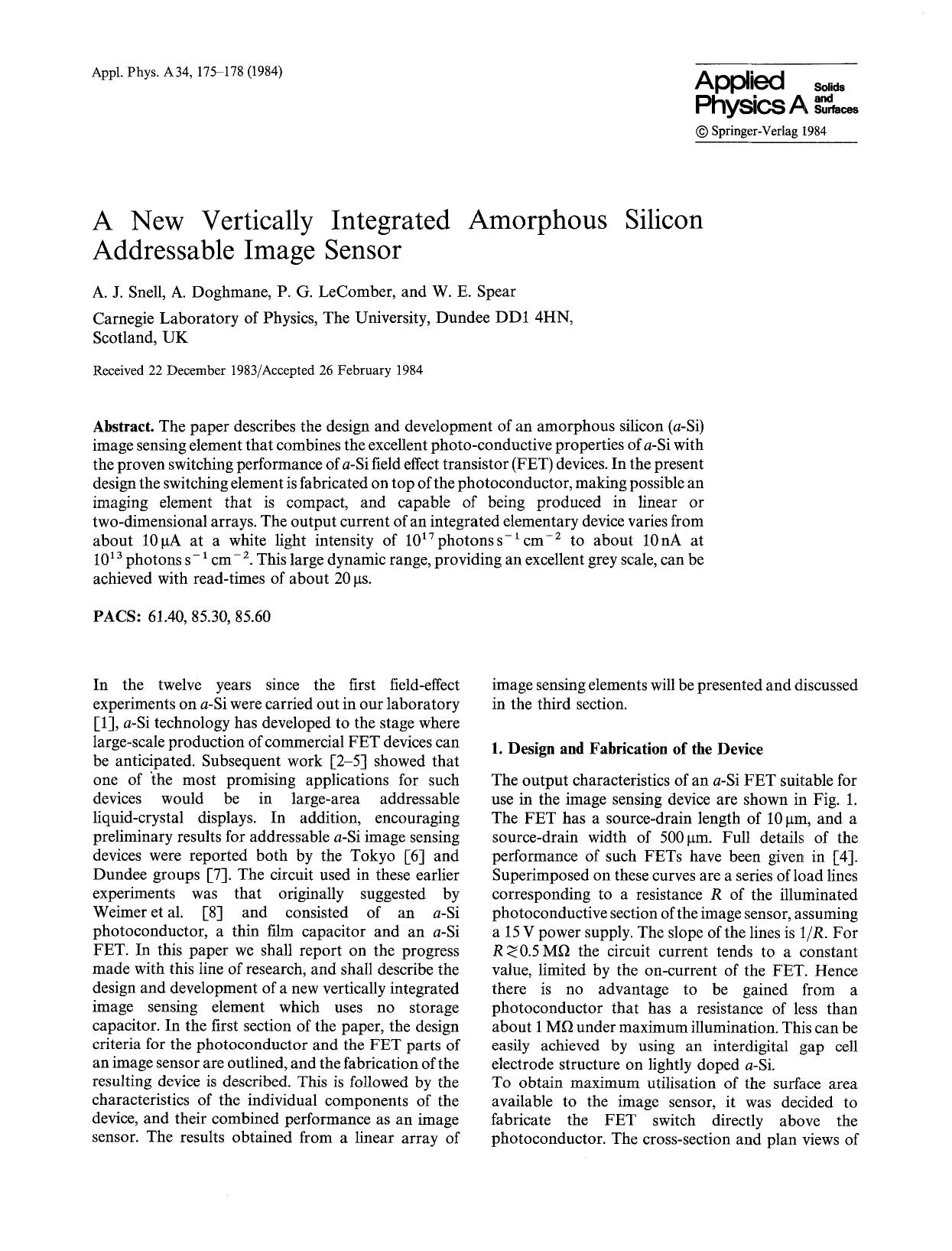 A new vertically integrated amorphous silicon addressable image sensor by Unknown