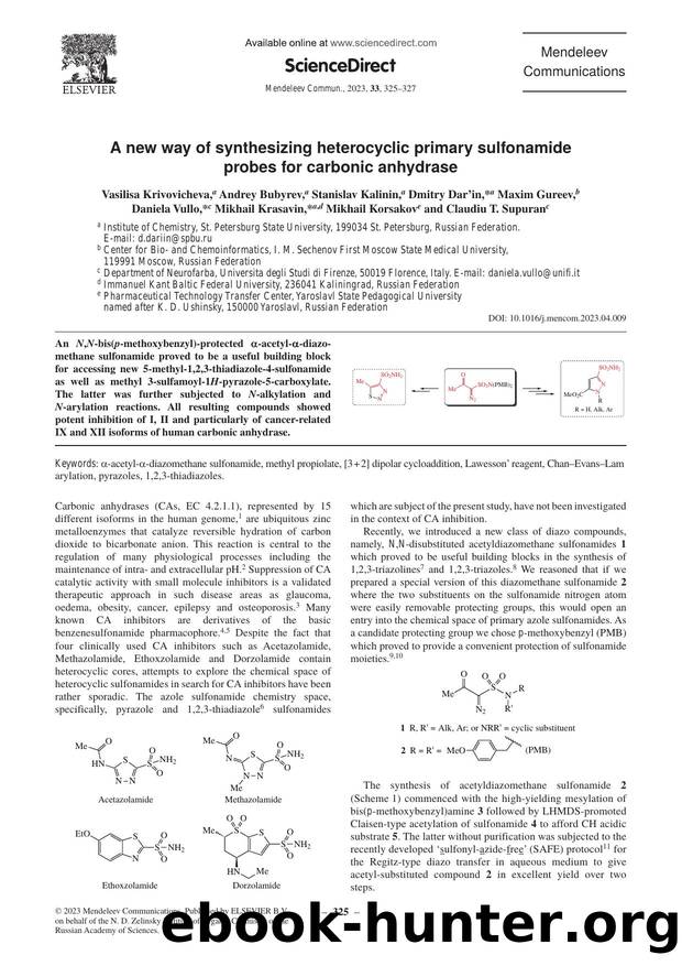 A new way of synthesizing heterocyclic primary sulfonamide probes for carbonic anhydrase by unknow