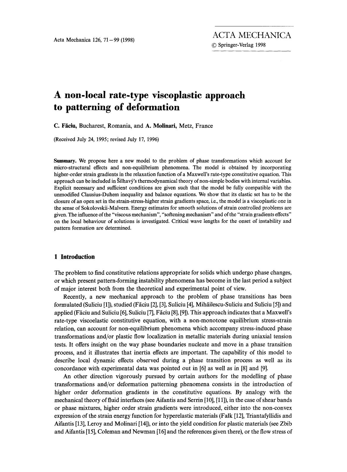 A non-local rate-type viscoplastic approach to patterning of deformation by Unknown