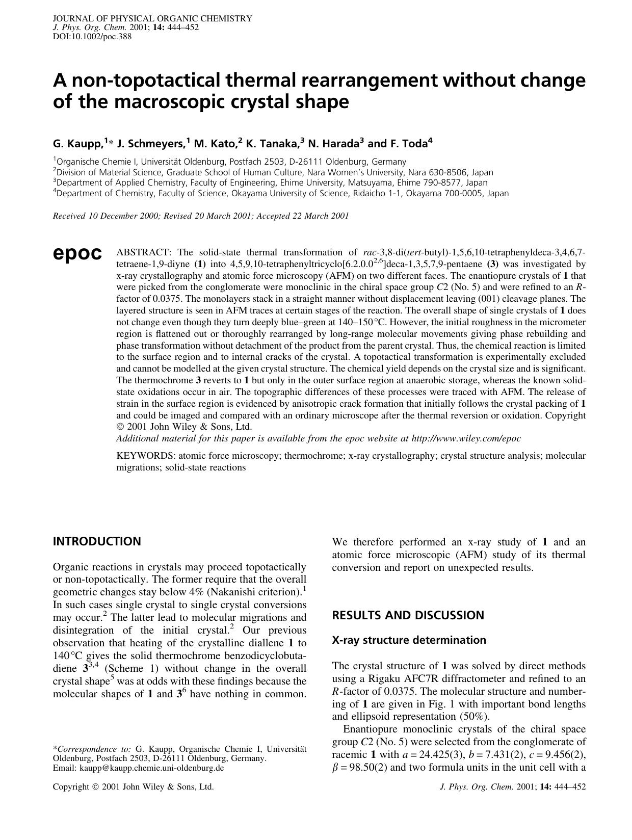 A non-topotactical thermal rearrangement without change of the macroscopic crystal shape by Unknown