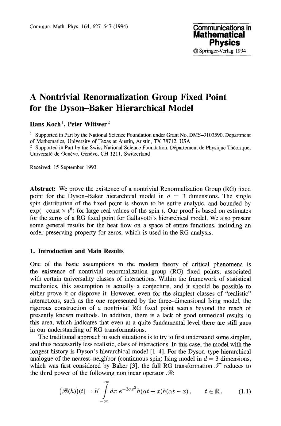 A nontrivial Renormalization Group fixed point for the Dyson-Baker hierarchical model by Unknown