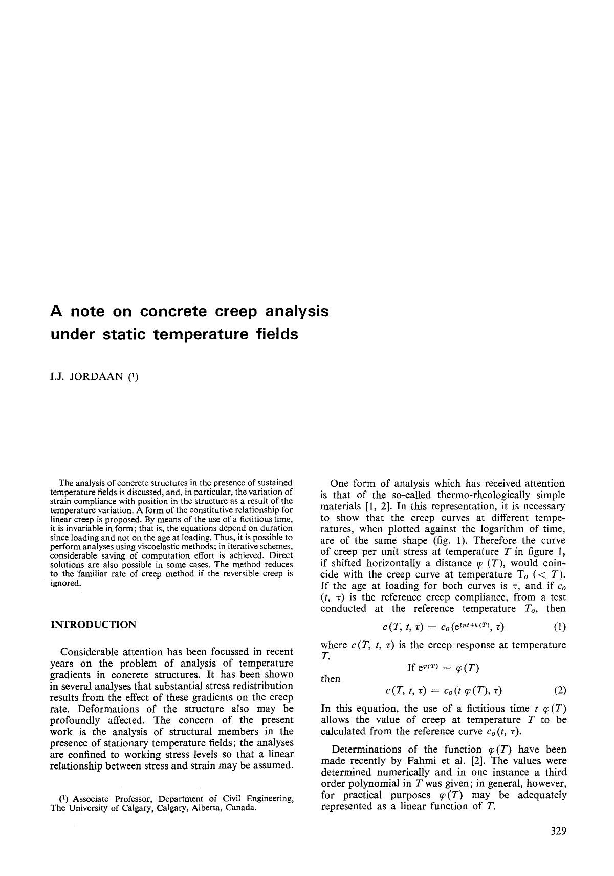 A note on concrete creep analysis under static temperature fields by Unknown