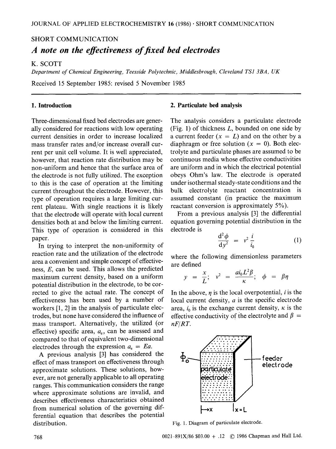 A note on the effectiveness of fixed bed electrodes by Unknown