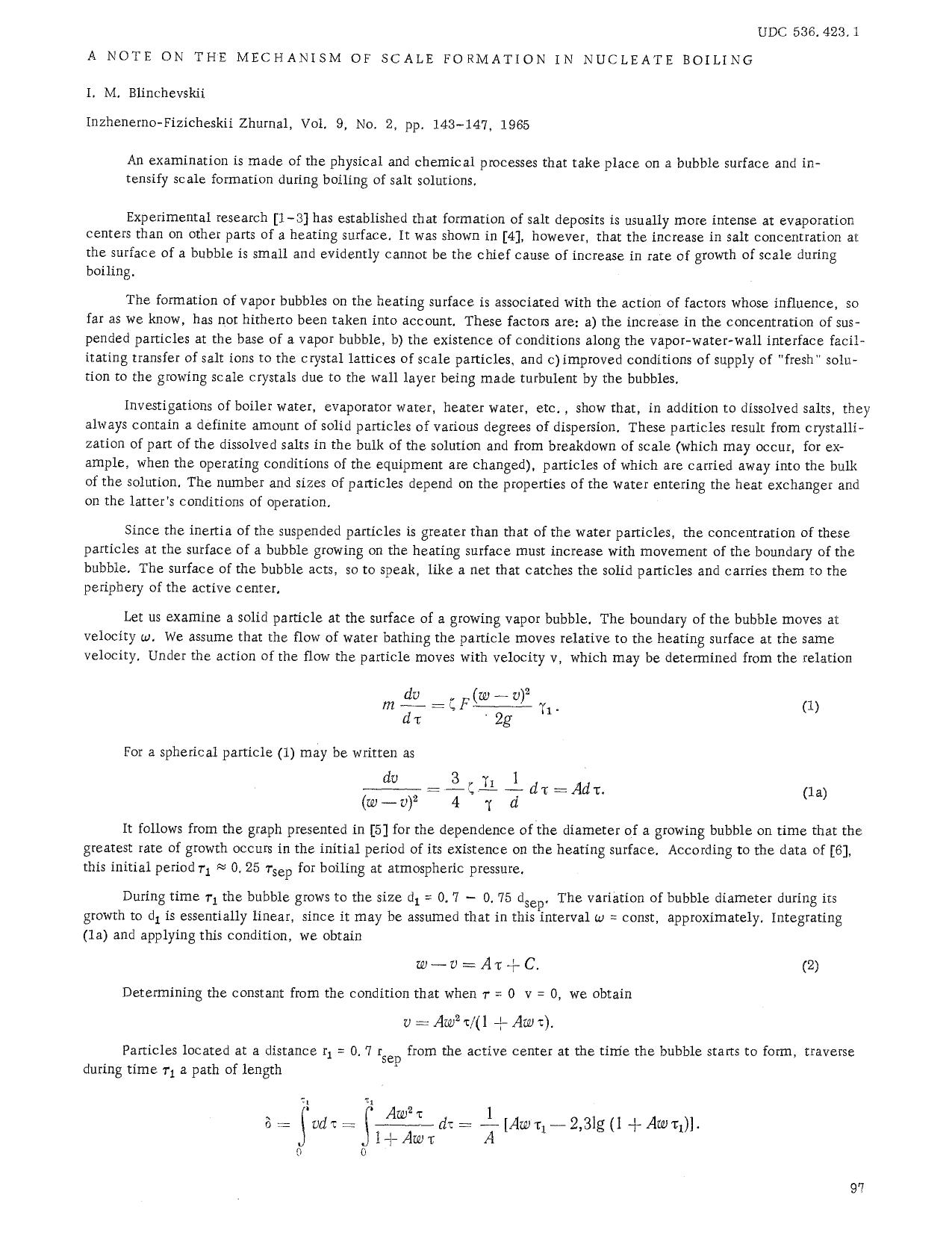 A note on the mechanism of scale formation in nucleate boiling by Unknown