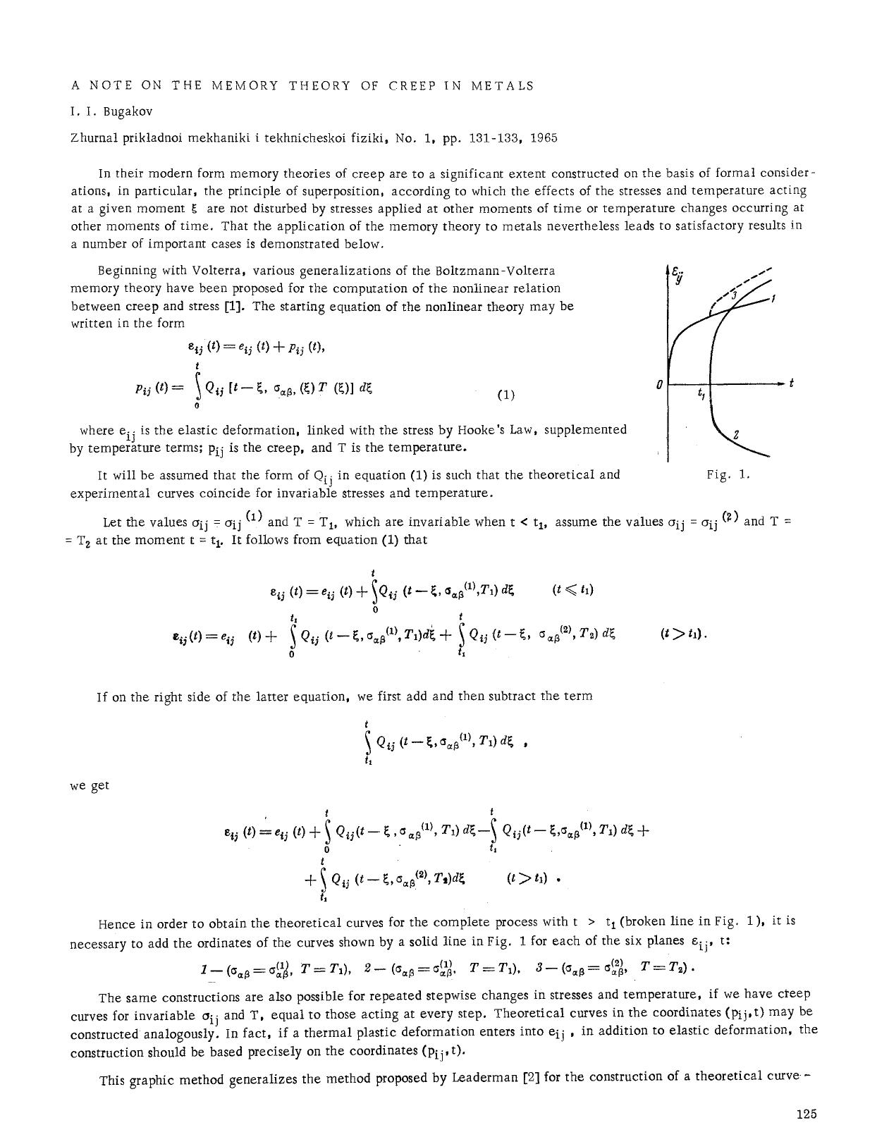 A note on the memory theory of creep in metals by Unknown
