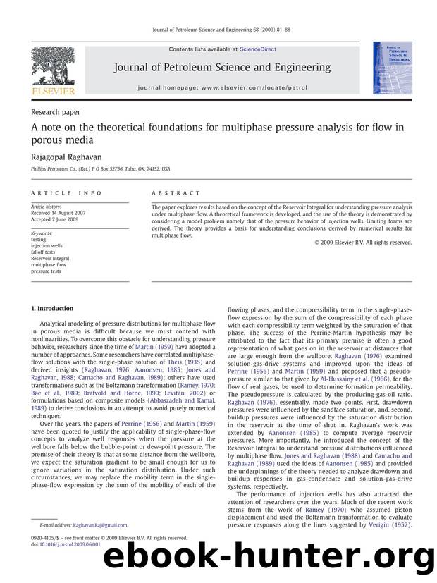 A note on the theoretical foundations for multiphase pressure analysis for flow in porous media by Rajagopal Raghavan
