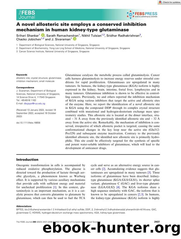 A novel allosteric site employs a conserved inhibition mechanism in human kidneyâtype glutaminase by Unknown