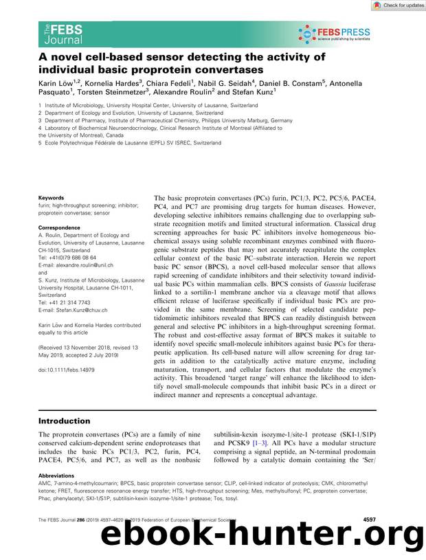 A novel cellâbased sensor detecting the activity of individual basic proprotein convertases by Unknown