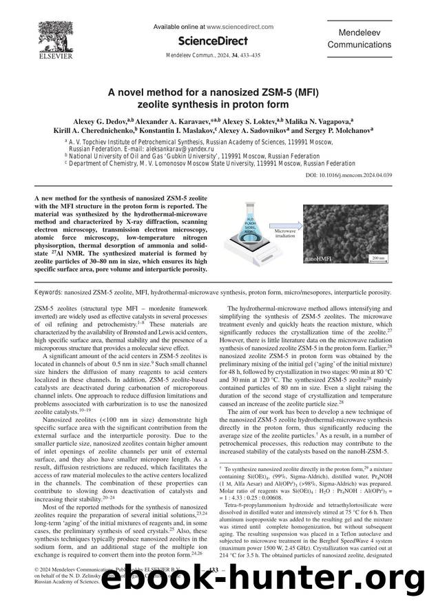 A novel method for a nanosized ZSM-5 (MFI) zeolite synthesis in proton form by unknow