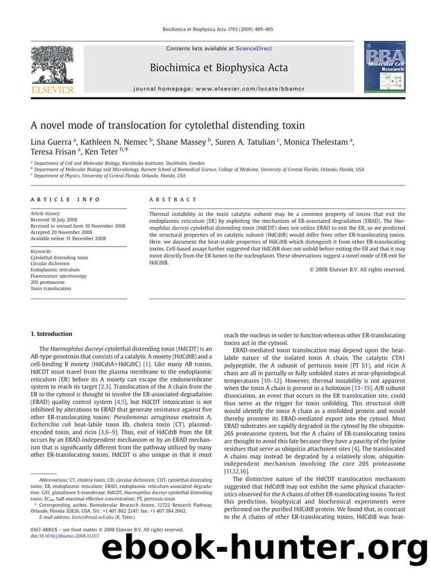 A novel mode of translocation for cytolethal distending toxin by unknow