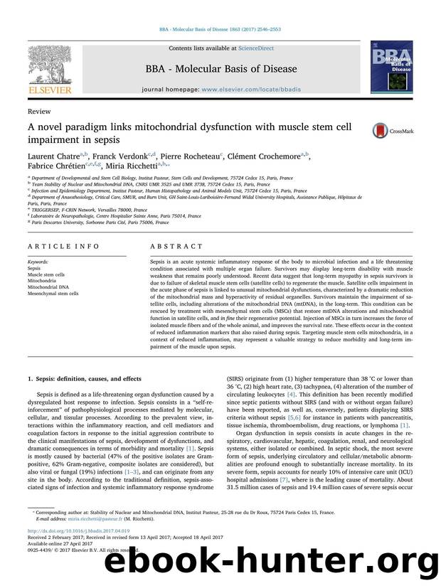A novel paradigm links mitochondrial dysfunction with muscle stem cell impairment in sepsis by unknow