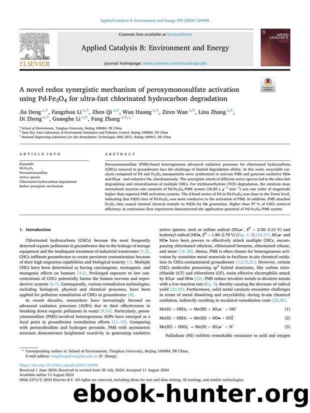 A novel redox synergistic mechanism of peroxymonosulfate activation using Pd-Fe3O4 for ultra-fast chlorinated hydrocarbon degradation by unknow