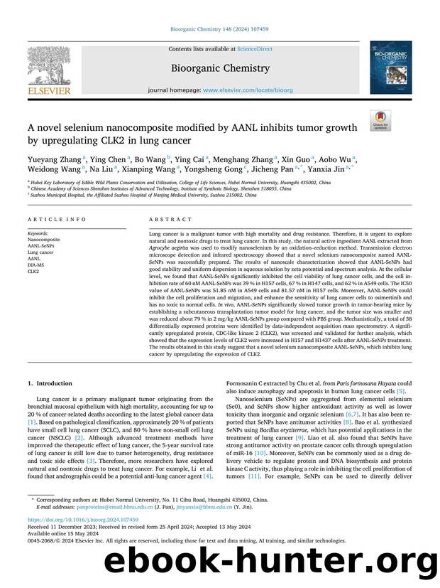 A novel selenium nanocomposite modified by AANL inhibits tumor growth by upregulating CLK2 in lung cancer by unknow