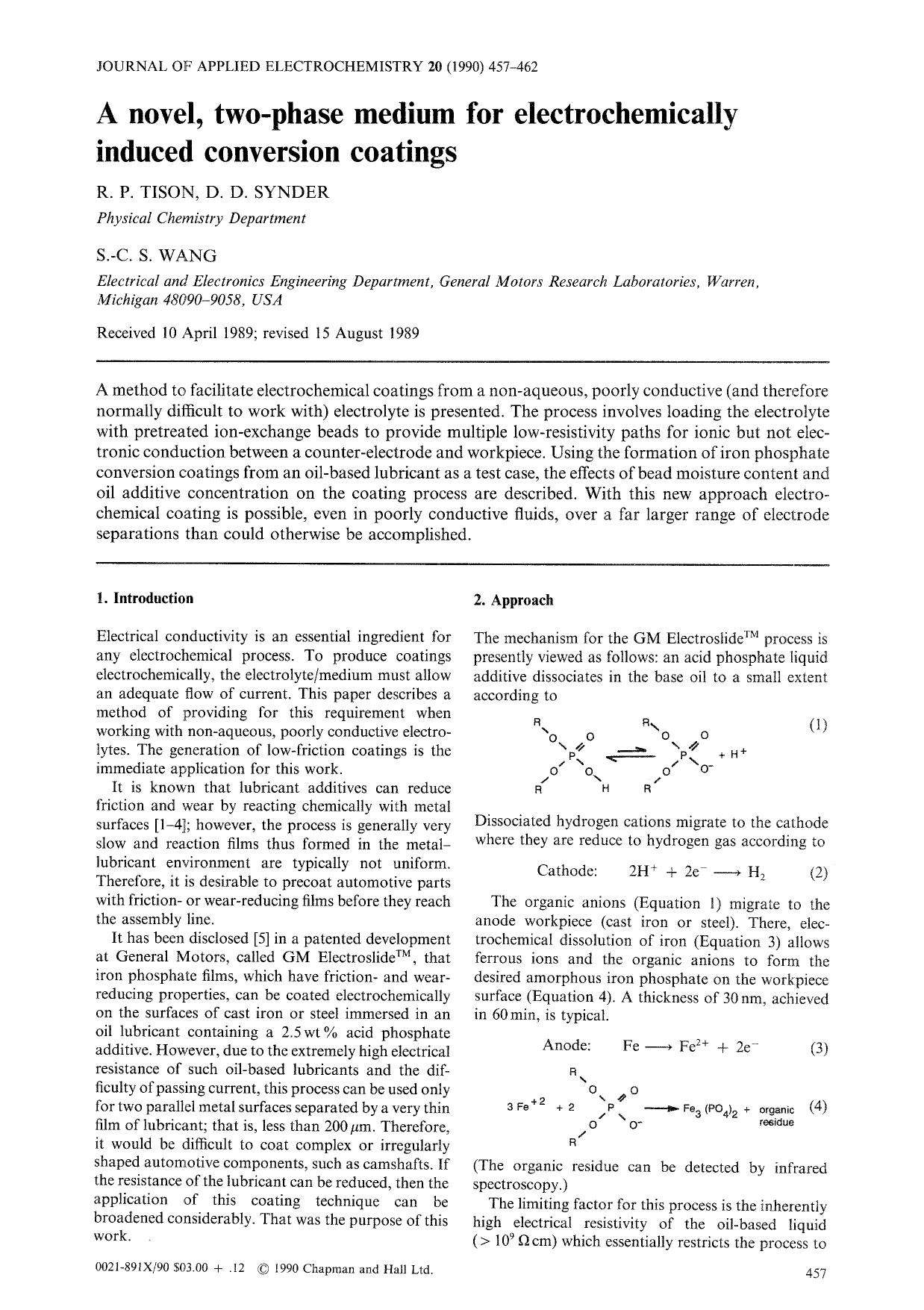 A novel, two-phase medium for electrochemically induced conversion coatings by Unknown