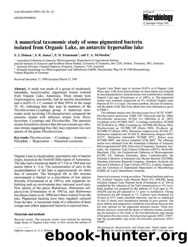 A numerical taxonomic study of some pigmented bacteria isolated from Organic Lake, an antarctic hypersaline lake by Unknown